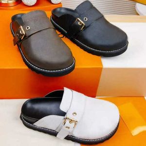 Мужские женщины Easy Slides Cosy Comfort Mules Luxury Leathers Designer Plat Slippers Платформа сандалии модные летние цветы Размер обуви 35-45 с коробкой №436