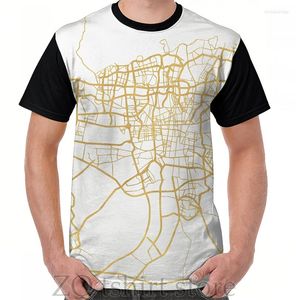メンズTシャツテヘランシティストリートマップアートグラフィックTシャツメンズトップティーレディースシャツおかしなプリントOネック半袖Tシャツ
