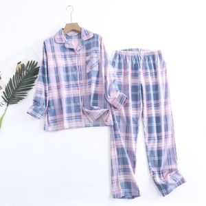 Women's Sleepwear Cotton Flannel Trouser Pajamas Suit for Home Wear Simple Printed Loose Autumn and Winter Long Sleeve Pant Pyjamas Women Sets 230309