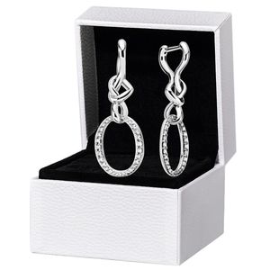 CZ Diamant Kreis Anhänger Herz Creolen für Pandora 925 Sterling Silber Hochzeit Party Designer Schmuck für Frauen Freundin Geschenk Ohrring mit Originalverpackung