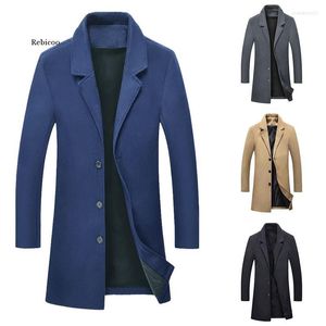 Men's Jackets Stylish Wool Long Coat Autumn Warm Casual Solid Slim Business Overcoat Woolen Blend Parka MaleMen's