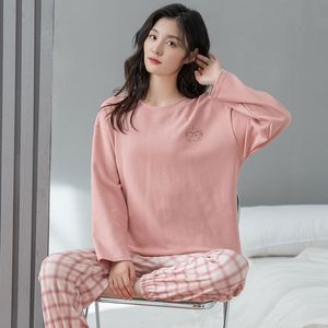 Damen-Nachtwäsche, Baumwoll-Pyjama-Set, Damen-Langarm-Hosen-Pyjama, niedliche koreanische Nachtwäsche, weiblich, weich, locker, Herbst-Winter-Pyjama, Heimkleidung, Anzug 230309