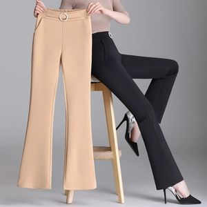 Women's Pants Capris High Waist Flare Pants Women Vintage Elastic Waist Suit Pant Korean Fashion Loose Straight Pants Spring Autumn Stretch Sweatpant 230309