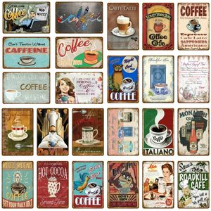 Retro italiano Hot Cocoa Art Tin Decor Metal Sign Placa de arte de parede Drink Coffee Poster Bar Cozinha de cozinha Decoração de café vintage Torneiro de lata de parede Retro 30x20cm W02