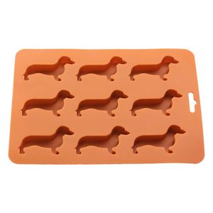 Dondurma aletleri buz küp silikon tepsi kalıpları tepsiler köpek kalıp çikolata dachshund şekilli fırın şeker kapağı jöle mini yapıcı fondan köpek