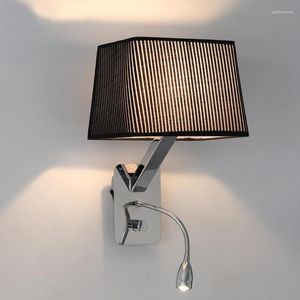 Wall Lamps El Rectangle Fixtures Cloth Shade Bedroom Large Iron Lamp With Led Night Light Industrial Sconce Reading