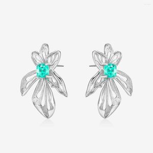 Studörhängen Ruzzallati 2023 Trendy Lake Green Paraiba Iris Flower Luxury Elegant Ear Jewelry Anniversary Gift