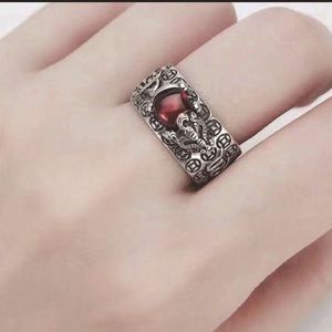 Cluster Ringe Rote Jade Accessoires Designer Vintage Verstellbarer Ring Geschenke Schmuck Luxus 925 Silber Charms Geschenk Frauen Amulett Edelstein