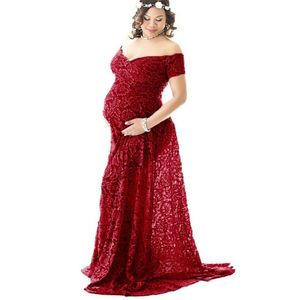 Short Sleeve Lace Maxi Gown Maternity Dresses for Po Shoot Sexy V Neck Pregnant Women Baby Shower Long Dress Pregnancy Cloth247p