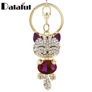 Key Rings Lovely Cat Crystal Rhinestone Keyrings Key Chains Rings Holder Purse Bag for Car Keychains Best Gift for Women Girl K218