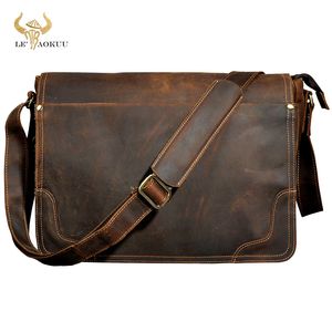 Evening Bags Fashion Leather Male Casual Messenger bag Satchel cowhide 13" Laptop Bag School Book Crossbody Shoulder bag For Men 2088 230309