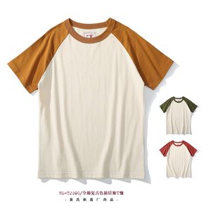メンズTシャツakkad kuti日本のレトロスタイルの男性クルーネックラグランスリーブTシャツ学生カジュアルグッドコロケーションティー100％コットン230309