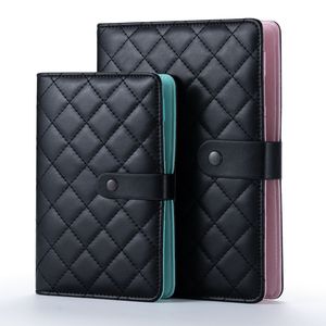 Notepads Diário de couro vintage Revista de viagem Mini Pocket Pocket Ring Binder A6 A5 Kawaii Black Quilted Planner 230309