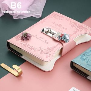 Notepads Diary With Lock Notebooks Diary With Code Retro PU Leather Secret Diary Traveler Notepad Journal Planner School Stationery Gifts 230309