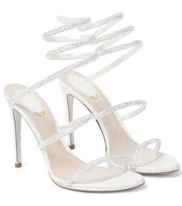 Perfekt Kvinnor sandal strass skor Sommar Margot Jewel Sandaler Skor För Kvinnor celo Kristall ormklack Strappy Hög stilettklack Dam Elegant Brand Pumps