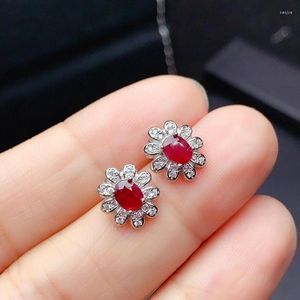 Stud Earrings 2023 Ruby Gemstone For Women Silver Fine Jewelry Natural Gem Real 925 Party Gift Birthstone Good Luck