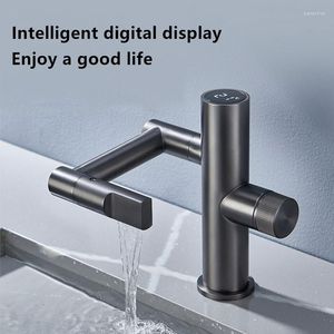 Rubinetti della cucina Gun Grey Rame di alta qualità Display digitale intelligente multifunzionale Rubinetto per lavabo freddo e lavaggio adatto per il bagno