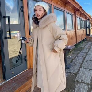 Women's Trench Coats Long Winter Jacket Women Warm Hooded Down Cotton Fur Parka Coat Korean Casual Loose Fashion