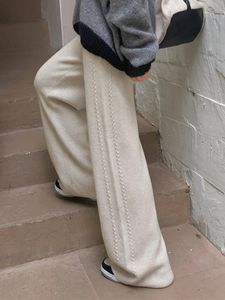 Spodnie damskie Capris Kobiety Spodnie swobodnie ciepłe luźne dzianiny Szerokie nogi spodnie miękki woska wygodna moda prosta spodnie dla kobiet 230309