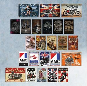 Vintage Motorcycle Tin Sign Metal Plaque Retro Route66 Wall Decor For Garage Bar Pub Man Cave Iron Painting Decorative Plate personalized Art Decor Size 30X20CM w01