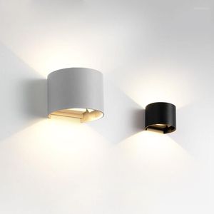 Wandleuchten FKL Nordic White Lampe LED Gang Indoor Home Schlafzimmer Wohnzimmer TV Hintergrund nach oben und unten leuchtend