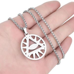 Hänge halsband qiamni unik triangel all-seing-öga av försyn Illuminati pyramid sol halsband för kvinnors män amulet smycken