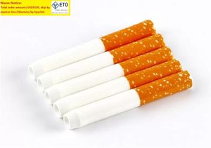 Ceramic Cigarette Hitter Pipe 79mm 57mm Yellow Filter Color Cig Shape Smoke Tobacco Pipes Herb One Bat Portable DHL