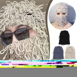 Ball Caps Balaclava Distressed Knitted Full Face Ski Mask Windproof Neck Warmer For Men Women Funny Outdoor Head Cover M3Q0