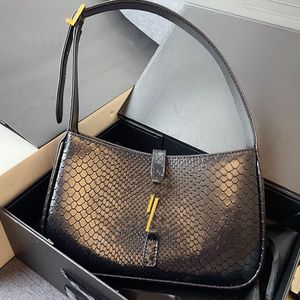 Snakeskin Underarm Bag Shoulder Purse Handbag Purse Gold Hardware Letter Buckle Cowhide Genuine Leather High Quality Women Clutch Adjustable Shoulder Strap