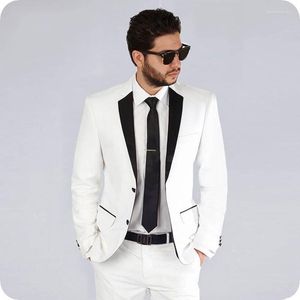 Men's Suits Gentle White Men Party Groom Tuxedos Casual Business Man Blazer Costume Homme Slim Fit Terno Masculino 2Piece Coat Pants