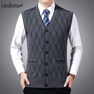 Men's Vests Fashion Brand Sweaters Men Pullovers Vest Sleeveless Slim Fit Jumpers Knitwear Autumn Korean Style Casual Clothing Male 230308