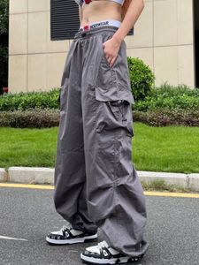 Spodnie kobiet capris houzhou y2K Parachute Pants Women Hippie Streetwear Ogabersa kieszenie ładunki