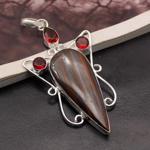 Pendant Necklaces Hermosa Special Design Natural Hematite Red Garnet Necklace 2 3/4 Inch A154