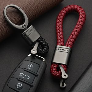 Key Rings Detachable Metal Chic Key Chains Leather Rope KeyChain For Car Hand Woven Horseshoe Buckle Key Rings Couple Auto Gift K395