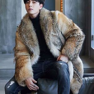 Men's Jackets Highend Direct Sales Medium and Long Wolf Fur Coat Mink Men 230309