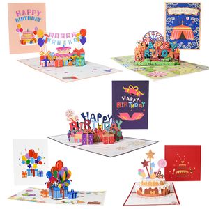 Andra evenemangsfestleveranser 5 Pack Birthday 3D Greating Cards Gift Mixed Designs Pop Up Cards Bulk For Mom Kids Dad 230309