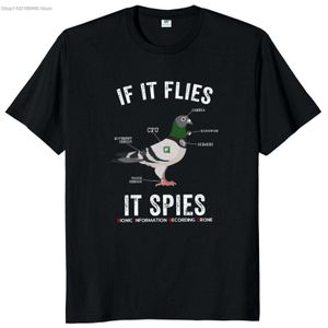 T-shirty męskie, jeśli leci, szpieguje ptaki, nie są prawdziwą koszulką zabawną kujonem dronem teoria spisku Klasyczna Tshirts 100% bawełna dla unisex G230309