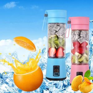 Portable Blender Fruit Juice 4 Blades Mini USB uppladdningsbar multifunktionell hushållssaft Cup Student Juicer Blender