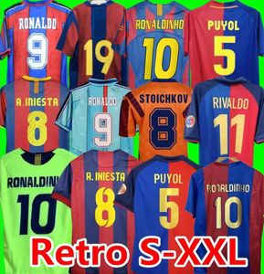 96 97 RIVALDO Retro Soccer Jerseys 100º XAVI PUYOL A. INIESTA Camisa de Futebol 03 04 05 06 07 08 09 10 11 1999 RONALDINHO IBRAHIMOUIC GIOVANNI PIQUE HENRY