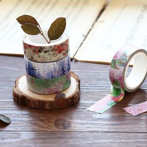 Gift Wrap 1.5cm 5m 1 Pcs Chinese Classic Pond Four Season 8 Style Choose Washi Tape Adhesive DIY Scrapbook Masking Home Decor