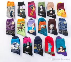 2023 Oljemålning Art Socks Women's Men's Street Graffiti Van Gogh Long Sock Winter Autumn Cotton Socks for Men Novelty Famousn1