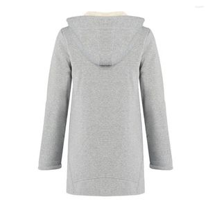 Kvinnors jackor trendiga dam fleece fodrad huva vinter lång jacka kausal outwear mjuk kylning