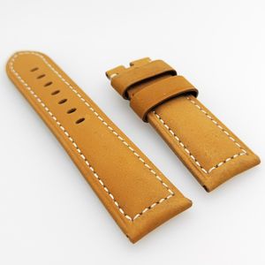 24 mm Brown Nubuck Calf Leather Watch Band Strap Fit for Pam Pam 111 Wirst Watch