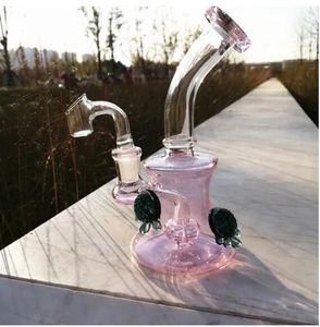 Pink Bong Heady Oil Rigs Smoke Glass Oil Burner Pipe Bubbler Recycler Dab Rigs Thick Glass Waterpipe Spiral Perc Oil Reclaim Catcher