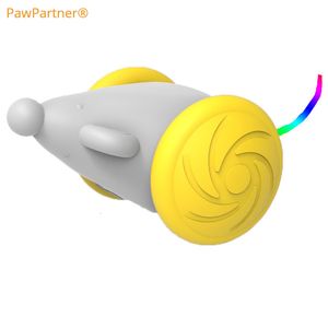 Toys de gato PawPartner Mouse interativo para o brinquedo automático de gatinhos elétricos de interior com obstáculos incorporados LED distinguir 230309