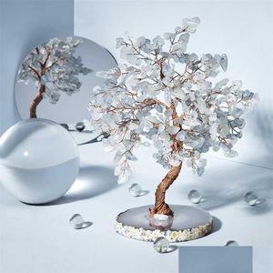 Obiekty dekoracyjne figurki hailao kryształ naturalny bonsai drzewo pieniądze Lucky feng shui dla stołowego dekoracje domowe biuro 211101 Drop d Dh3er
