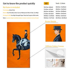 Paintings Classic Modern Orange Horse Racing Canvas Print Painting Poster Art Pictures for Entryway Large Size Home Decor 230308