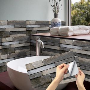 Wall Stickers Retro Mosaic Brick Tile For Bathroom Kitchen Wallpaper Waterproof Self Adhesive Sticker Home Decor Bath DIY Decal