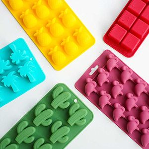 Glassverktyg Flamingo Silicone Ice Molds Diy Ice Cube Mold Silicone Ice Mold Maker Tray Fruit Chocolate Mold Diy Candy Bar Kitchen Tool Z0308