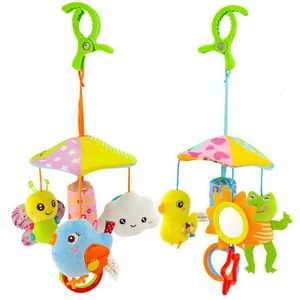 Rattles Mobiles Baby Stroller Crib Pram Bed Hanging Toy Accessories Musical Rotating Plush Cartoon Cute Appease Soothing Handeye Coordination 230309